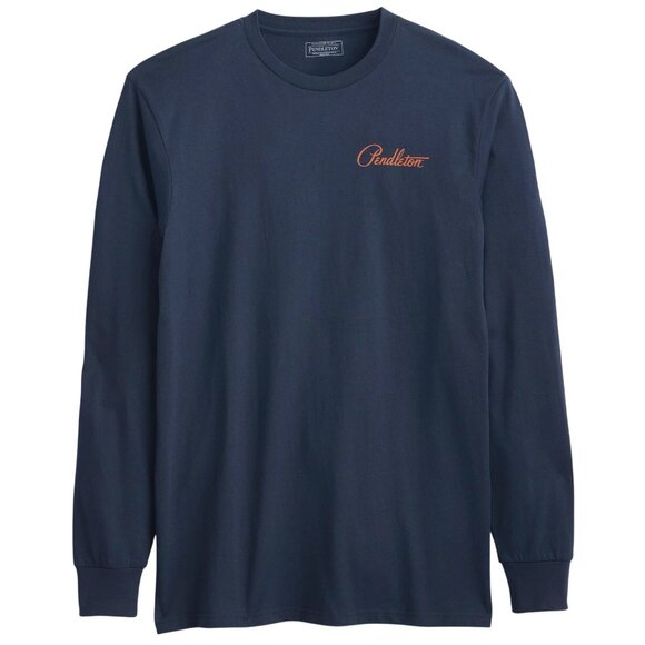 Pendleton Harding Graphic Tee M Navy Cotton Long Sleeve NWT Southwest Pattern - Picture 2 of 4